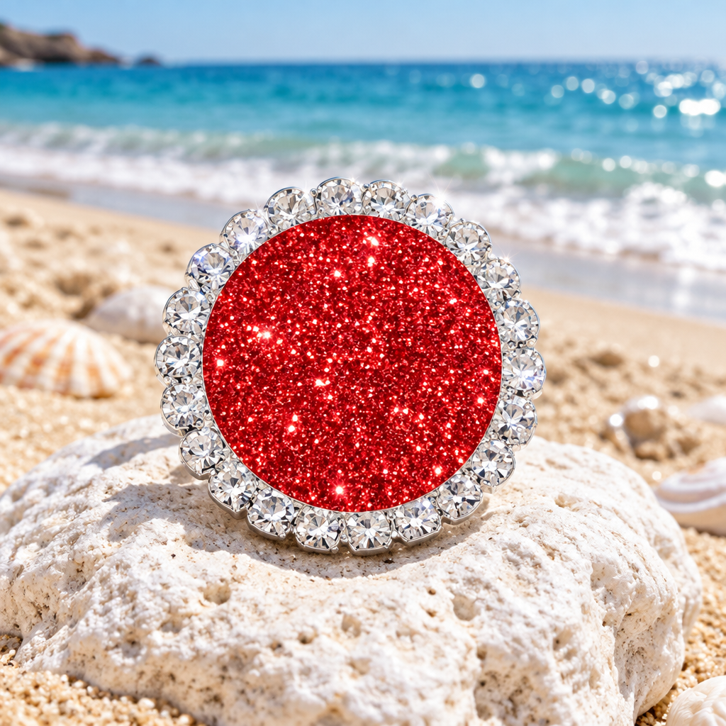 Statement Rockin' Red Glitter Bling Glitter Snap