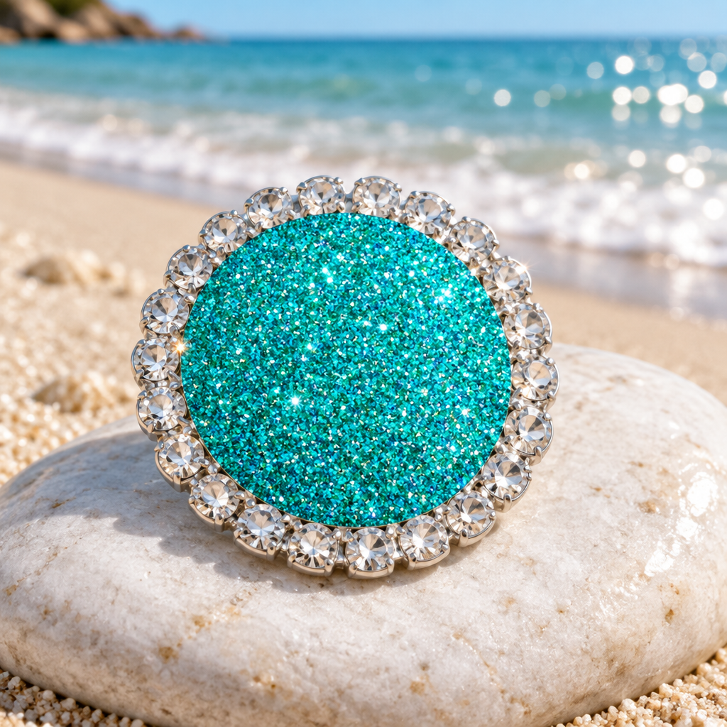 Statement Sea Glass Glitter Bling Glitter Snap