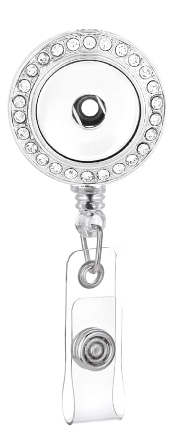 Statement Crystal Circle Swivel Clip Badge Reel