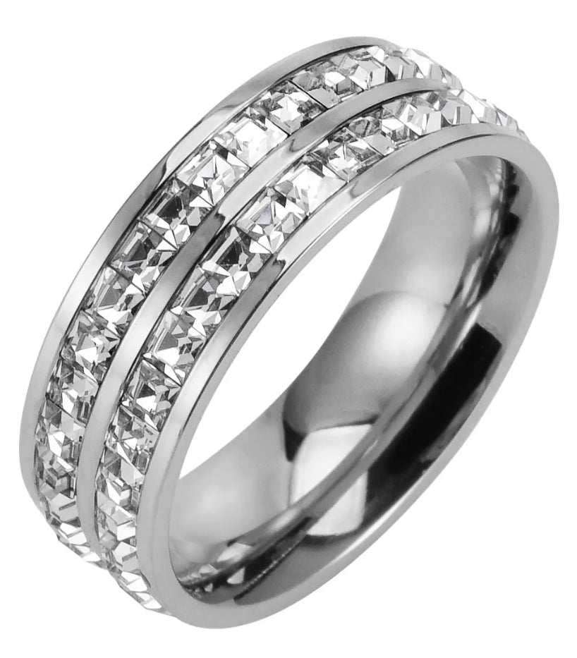 Dazzling Stainless Steel Eternity Ring