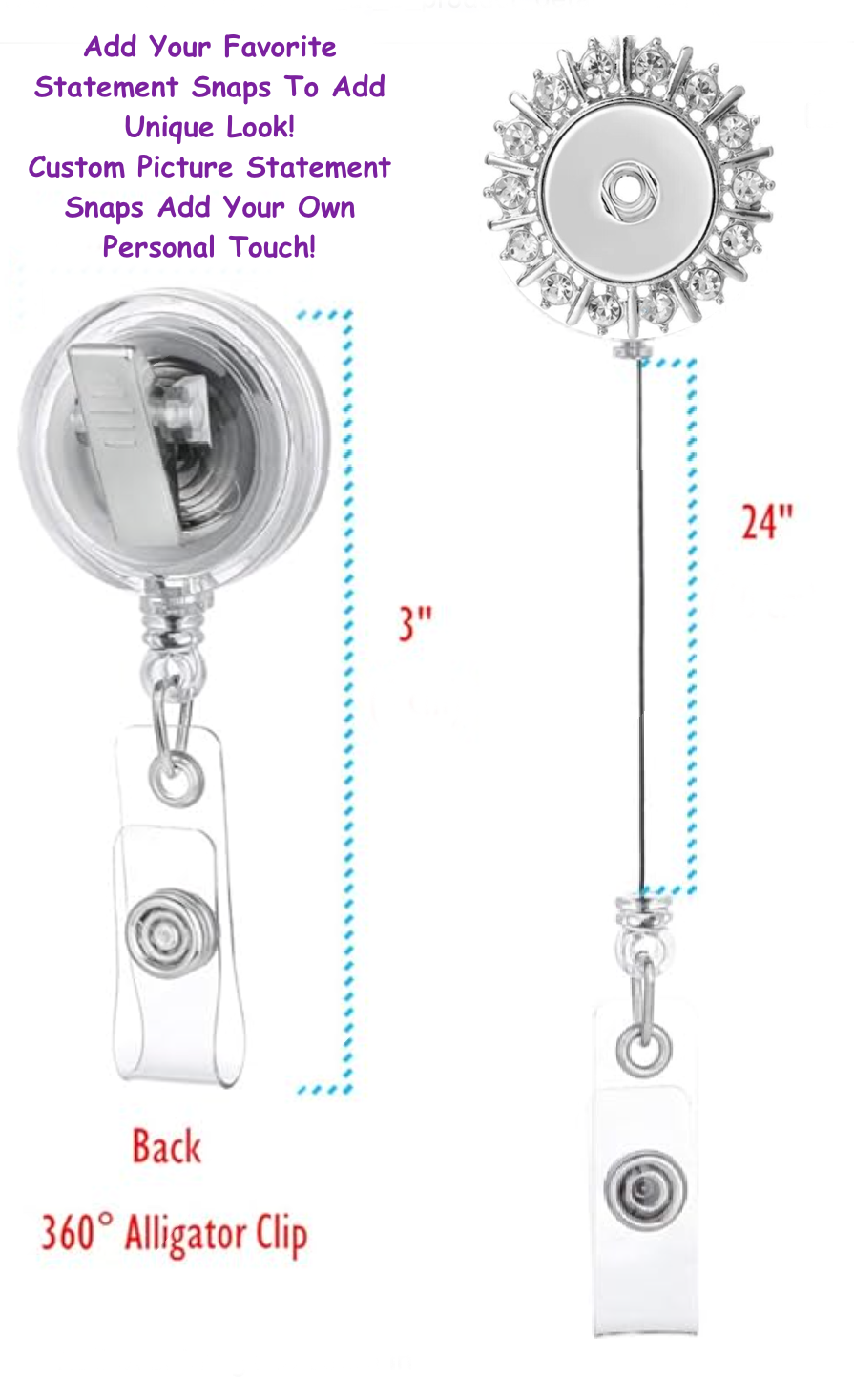 Statement Sparkle Swivel Clip Badge Reel