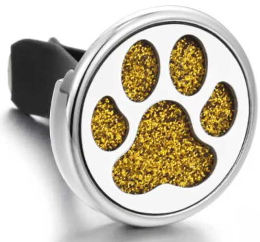 Sparkle Silver Paw Print Vent Clip