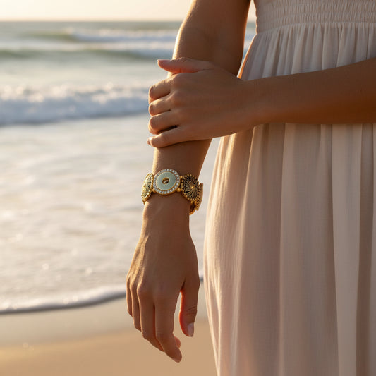 Statement 4 Snap Crystal Bling Stretch Bracelet