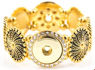 Statement 4 Snap Crystal Bling Stretch Bracelet