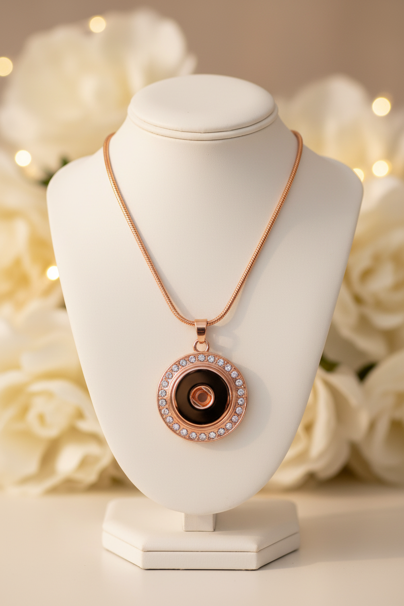 Statement Rose Gold Crystal Circle Necklace