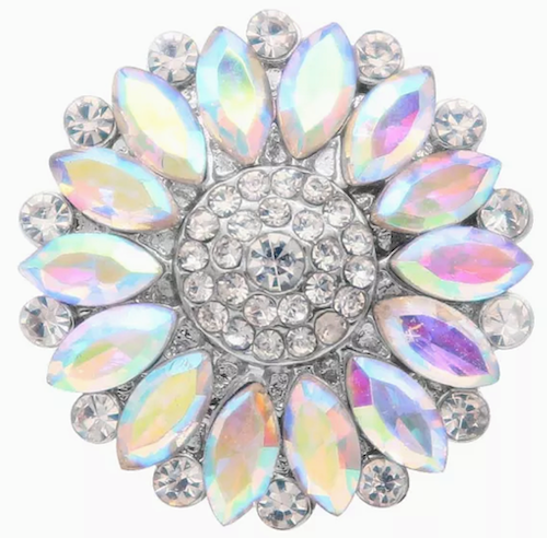 Iridescent Crystal Flower Button Cover