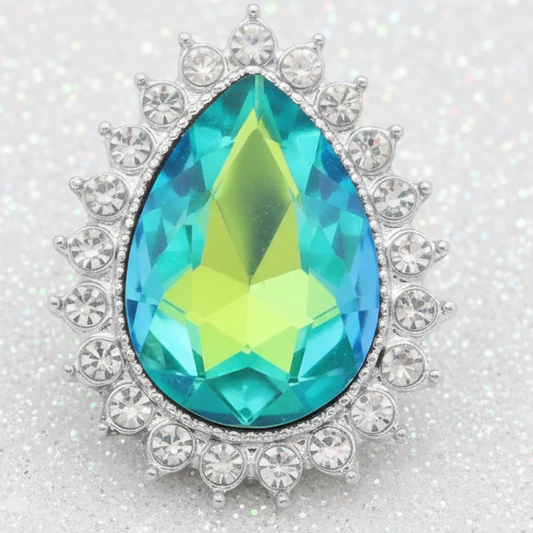 Statement Iridescent Crystal Teardrop Snap