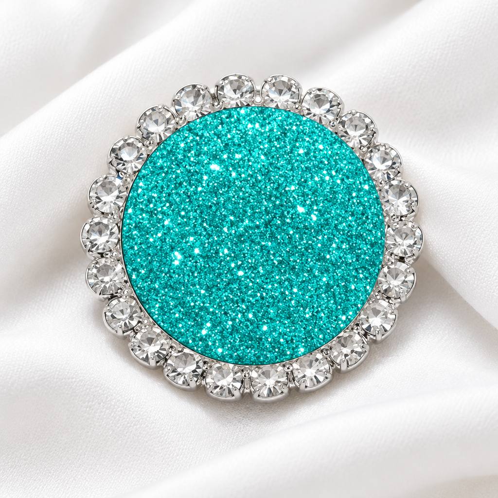 Statement Tantalizing Teal Glitter Bling Snap
