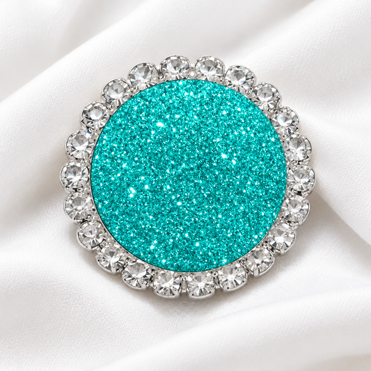 Statement Tantalizing Teal Glitter Bling Snap