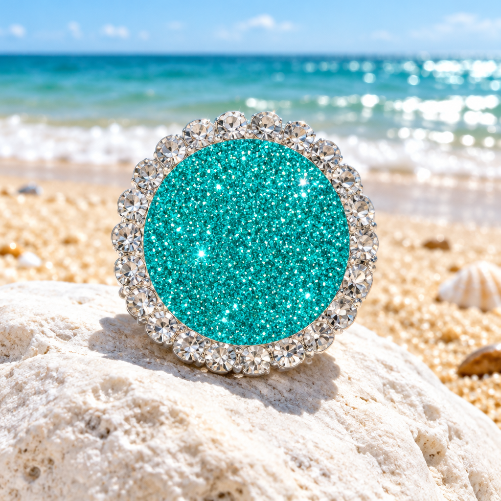 Statement Tantalizing Teal Glitter Bling Snap