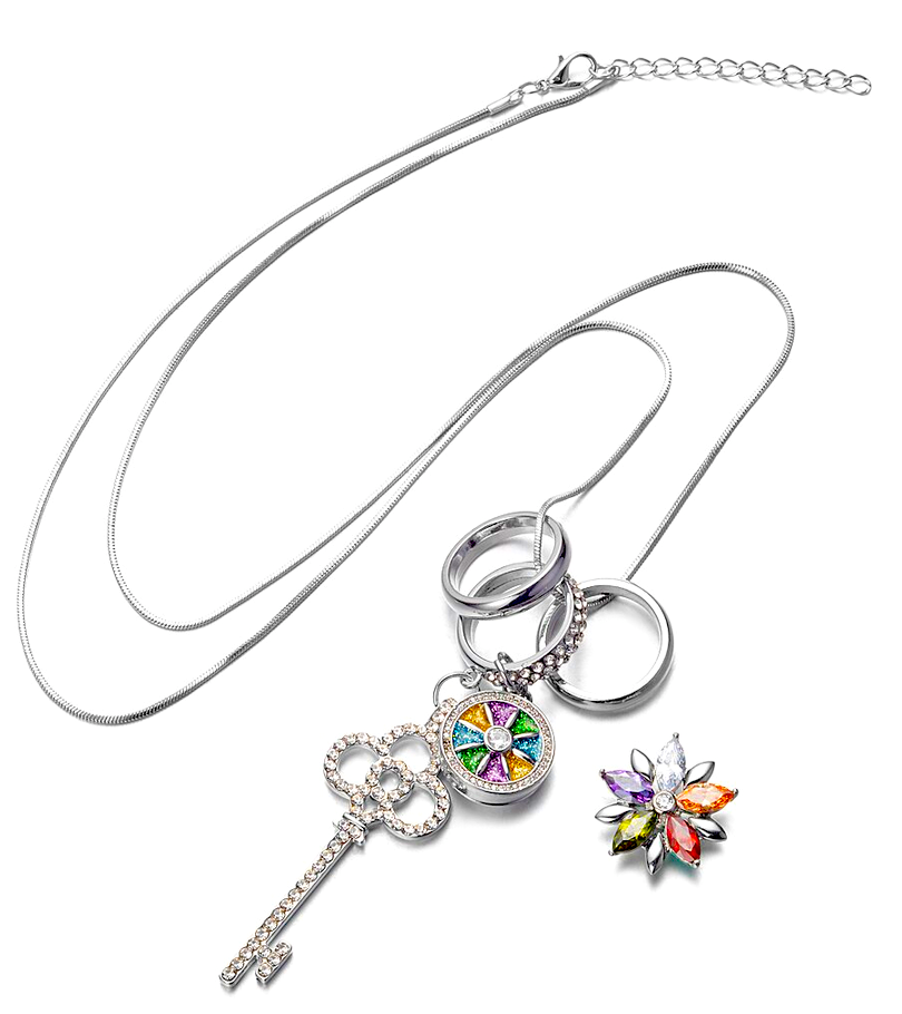 Statement Crystal Key Necklace