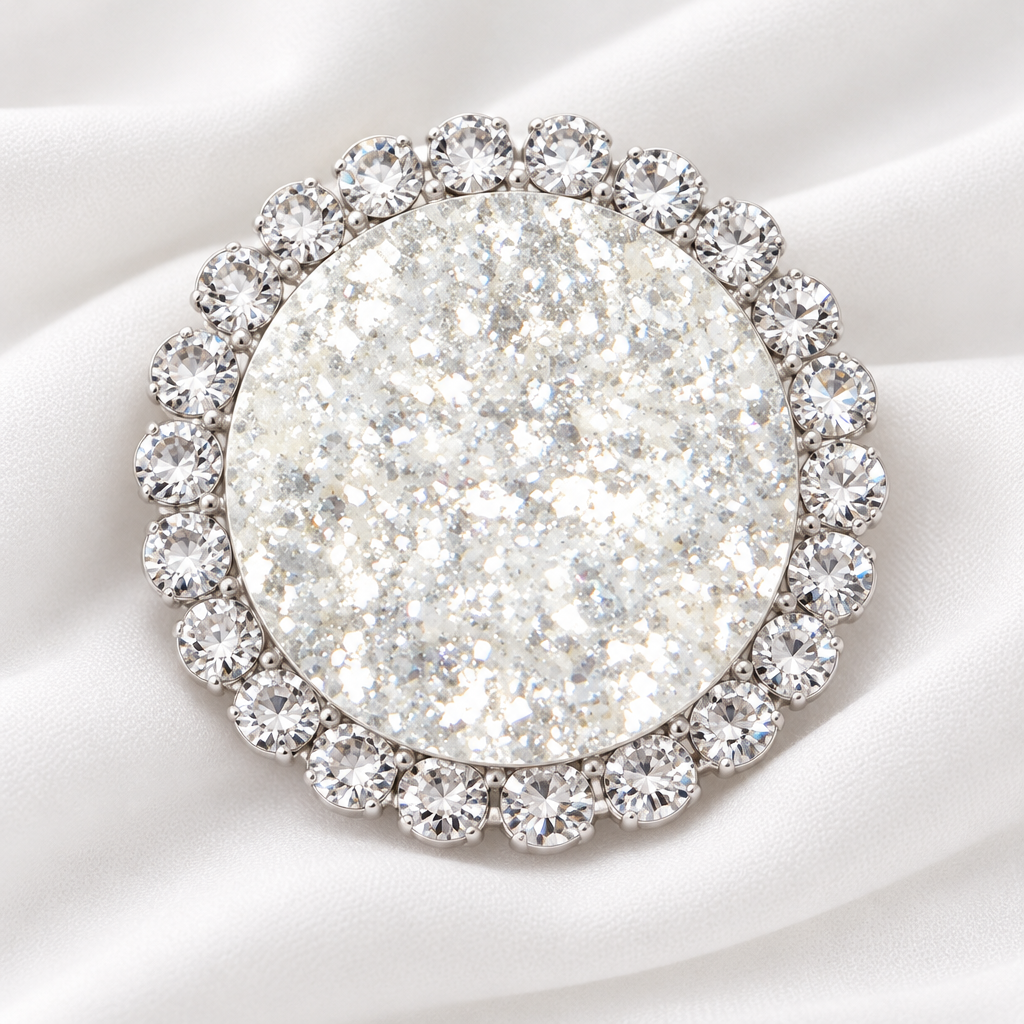 Statement White Diamonds Bling Glitter Snap