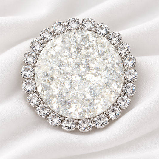 Statement White Diamonds Bling Glitter Snap