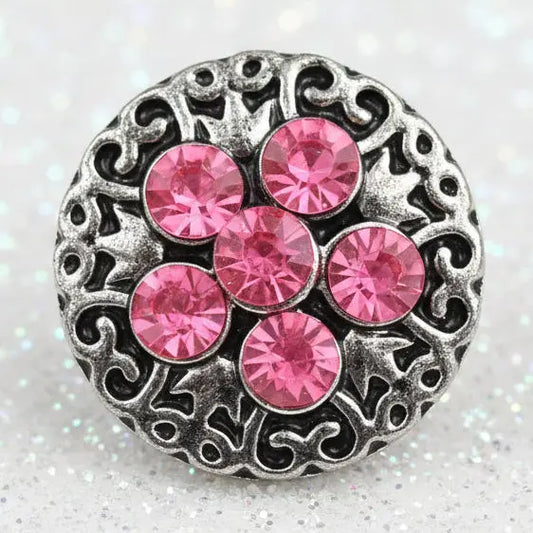 Petite Pink Crystal Flower Snap Snappy Jewels